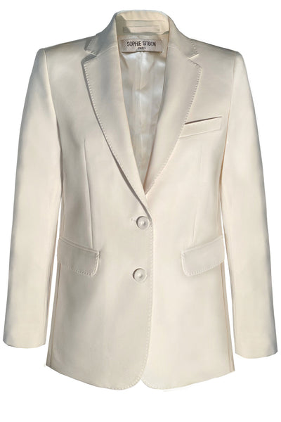 SINGLE-BREASTED JACKET  IN IVORY HEAVY CREPE