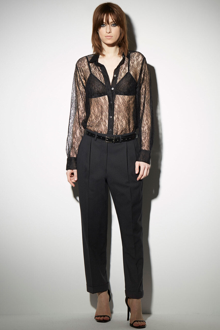 SHIRT IN BLACK FINE LACE 
