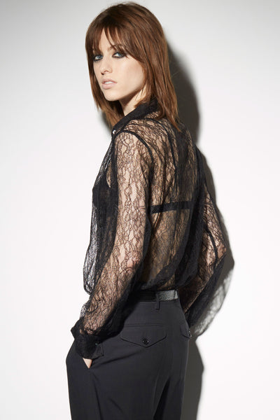 SHIRT IN BLACK FINE LACE 