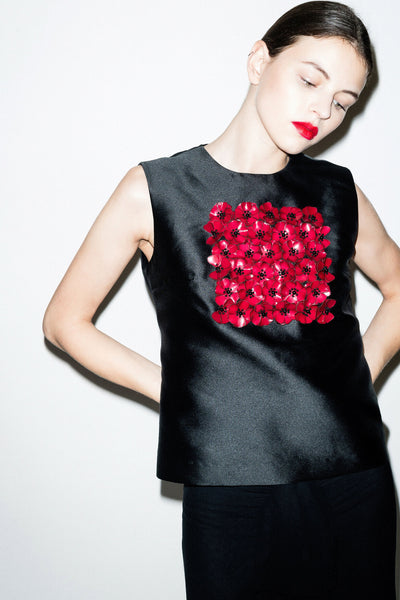 POPPIES FLORAL EMBELLISHED TOP 