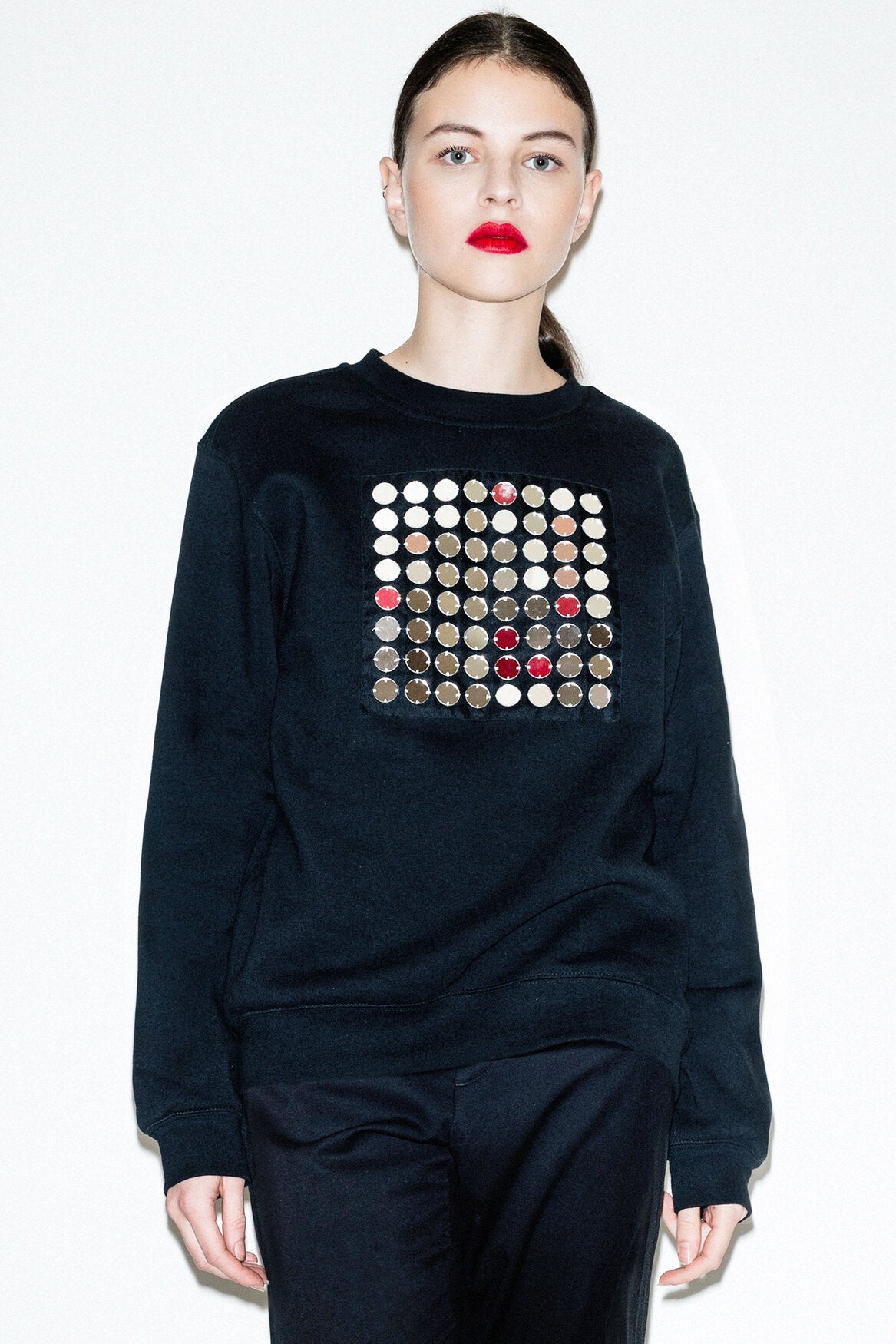 SWEATSHIRT WITH EMBROIDERED MIRRORS 