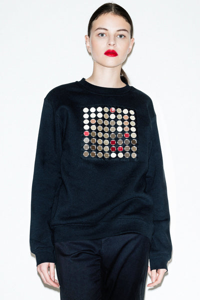 SWEATSHIRT WITH EMBROIDERED MIRRORS 