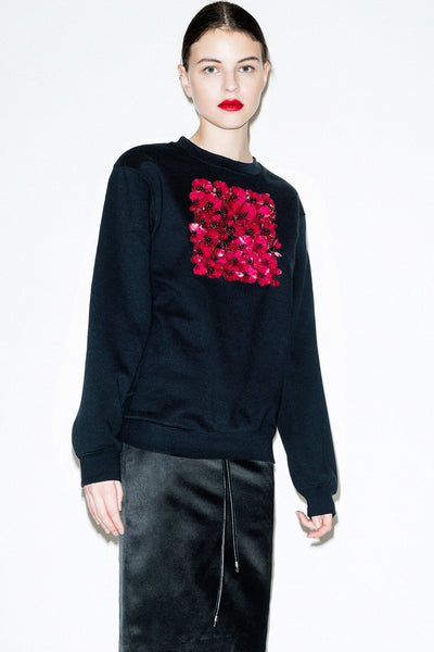 POPPIES FLORAL EMBELLISHED SWEAT-SHIRT