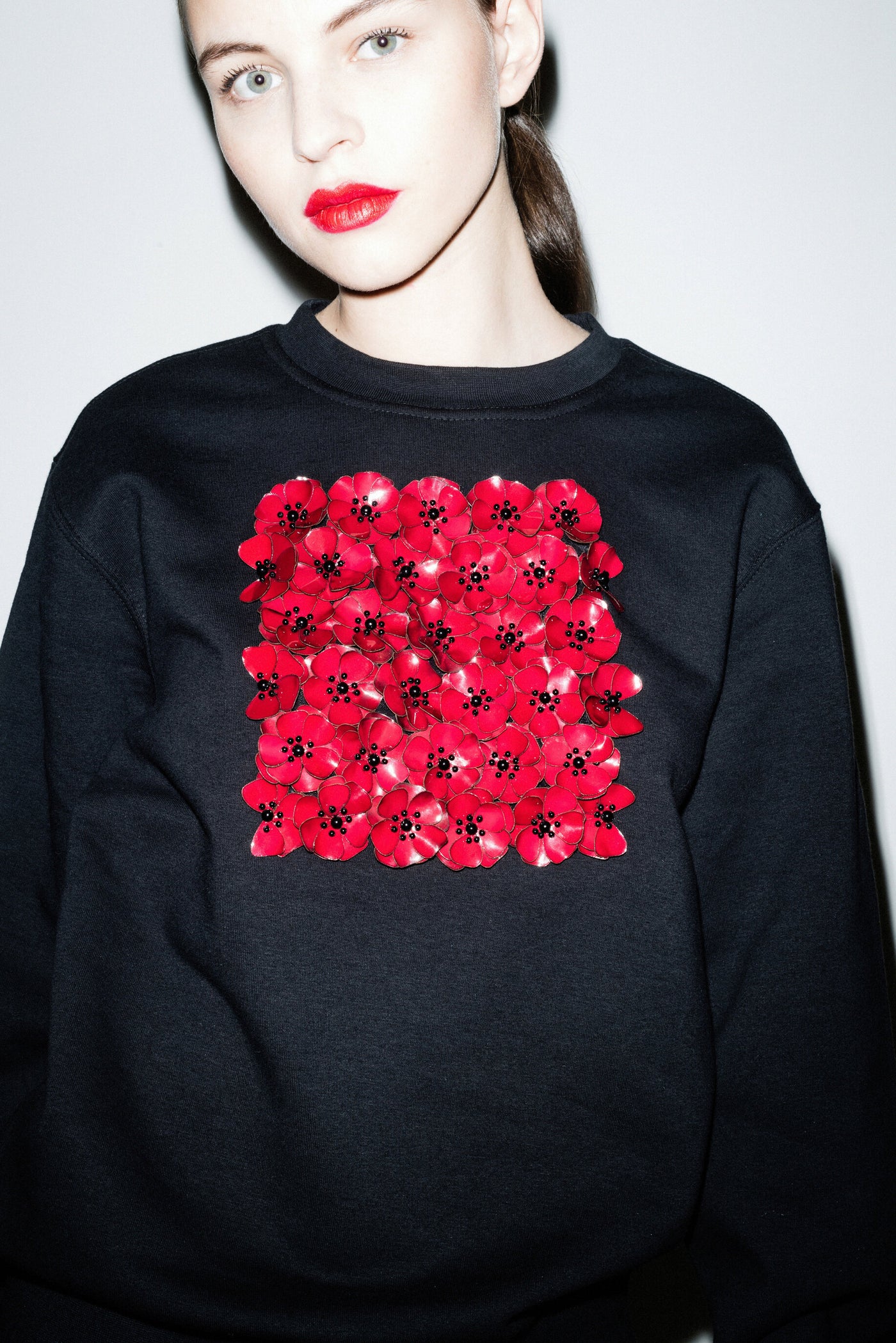 POPPIES FLORAL EMBELLISHED SWEAT-SHIRT