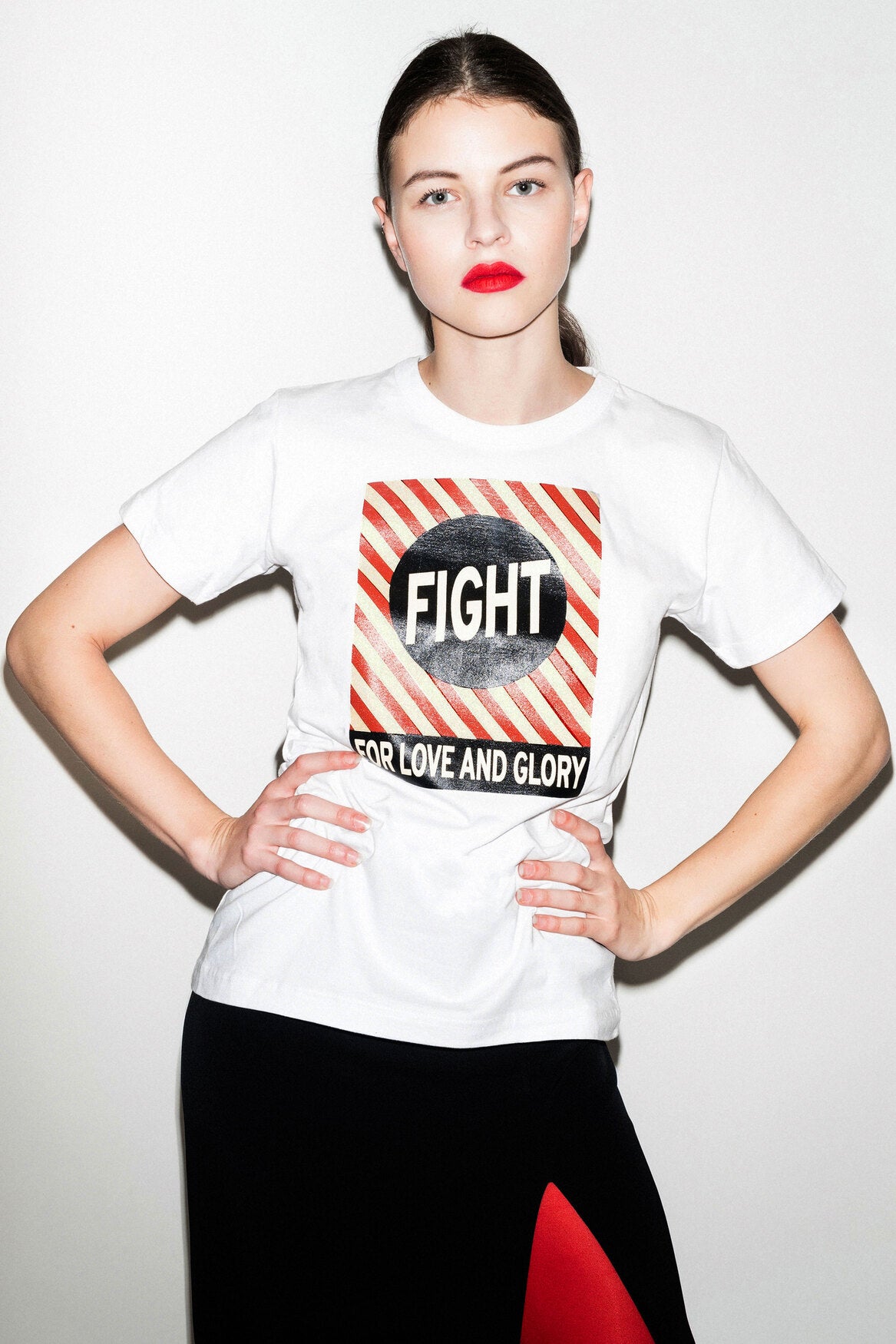 TEE-SHIRT WITH STRIPED FIGHT PRINT