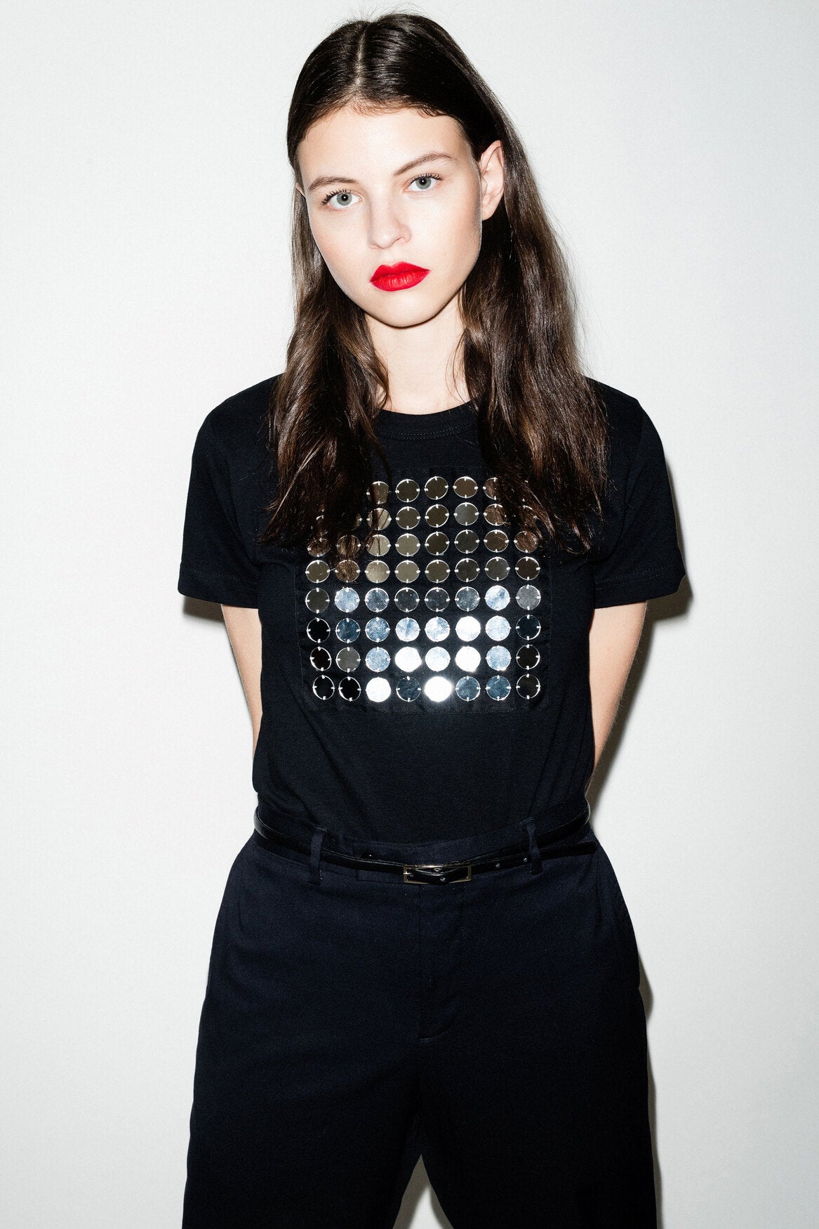 TEE-SHIRT WITH EMBROIDERED MIRRORS