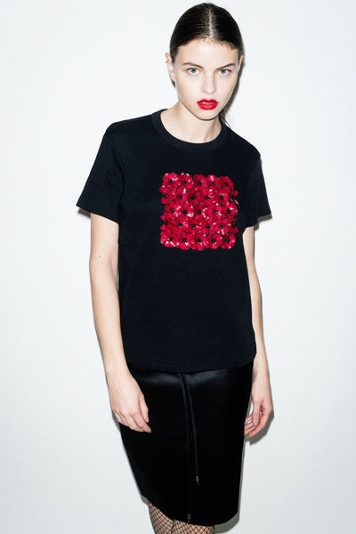 POPPIES FLORAL EMBELLISHED TEE-SHIRT