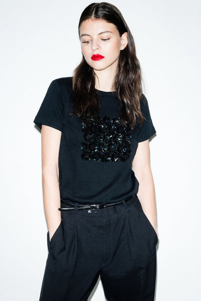 POPPIES FLORAL EMBELLISHED TEE-SHIRT