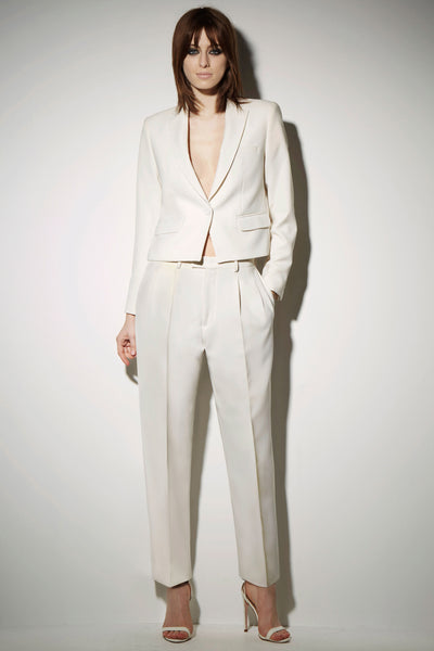 CROPPED JACKET IN IVORY HEAVY CREPE 