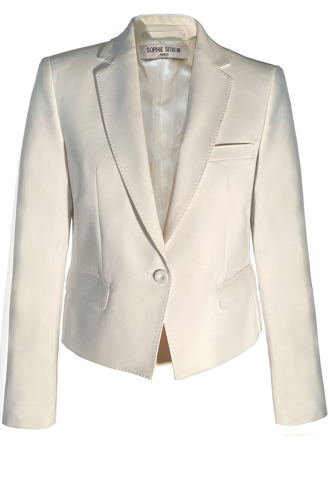CROPPED JACKET IN IVORY HEAVY CREPE 